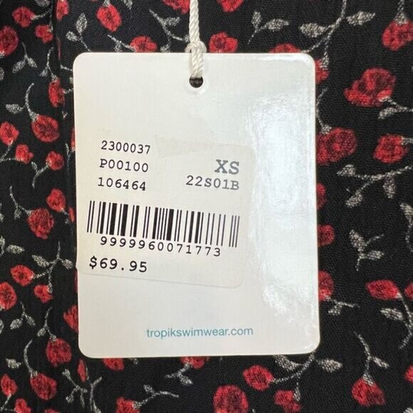 Tropiks Swimwear Women’s XS Floral Short Sleeve Asymmetrical Cover Up Dress NWT - Picture 7 of 10